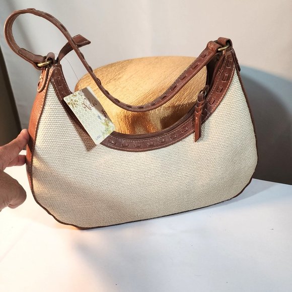 Relic Cream Woven Hobo Handbag With Brown Leather Decorative Straps. New Tags. - Picture 13 of 14